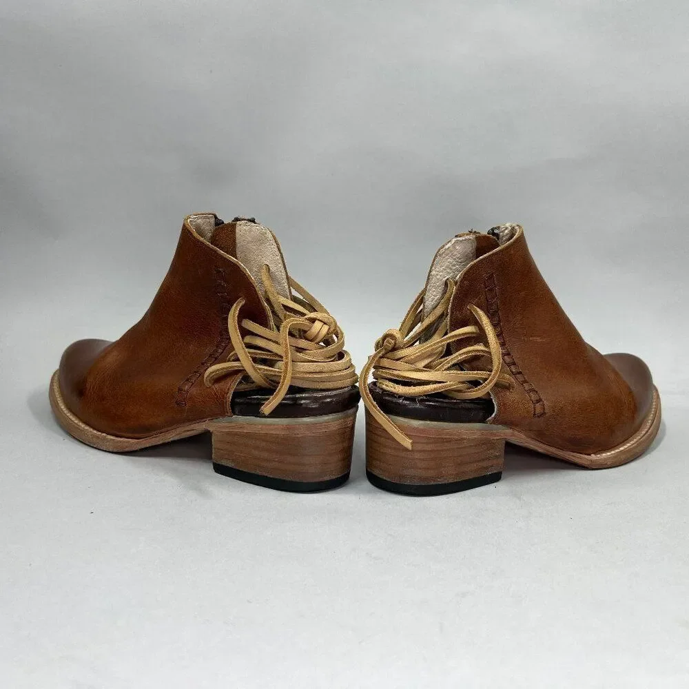 Free Bird JoJo Ankle Boots Women's Size 7 Brown Leather Western Aztec‎ Booties